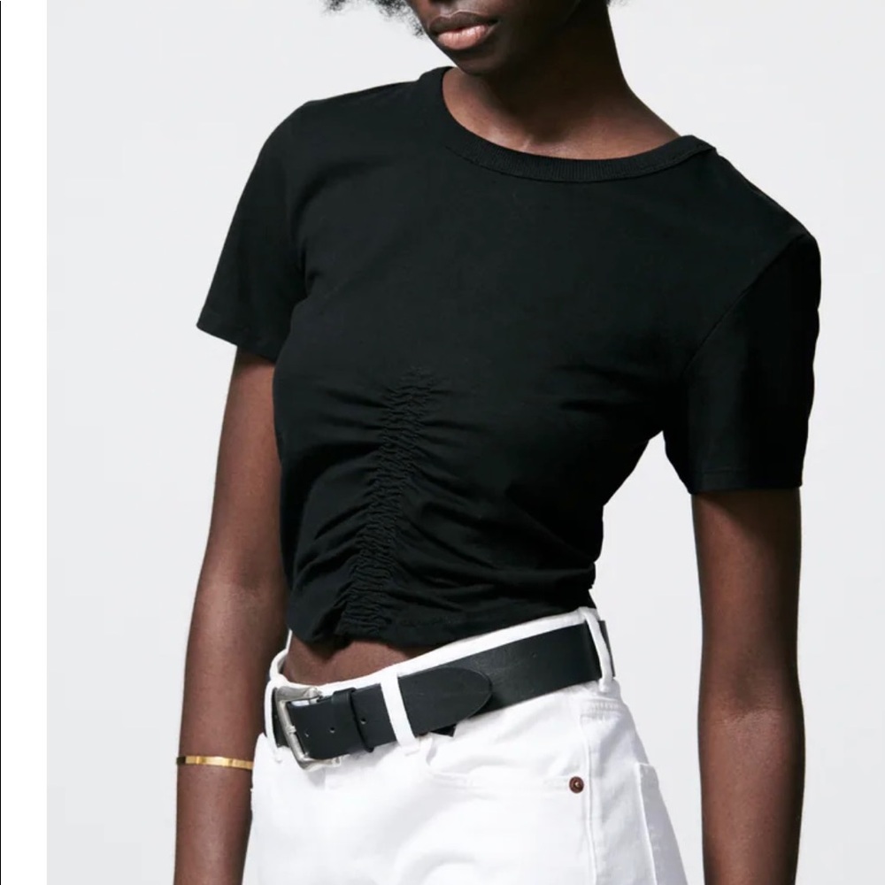 Zara Women’s Ruched Black Crop Top Size Medium NWT